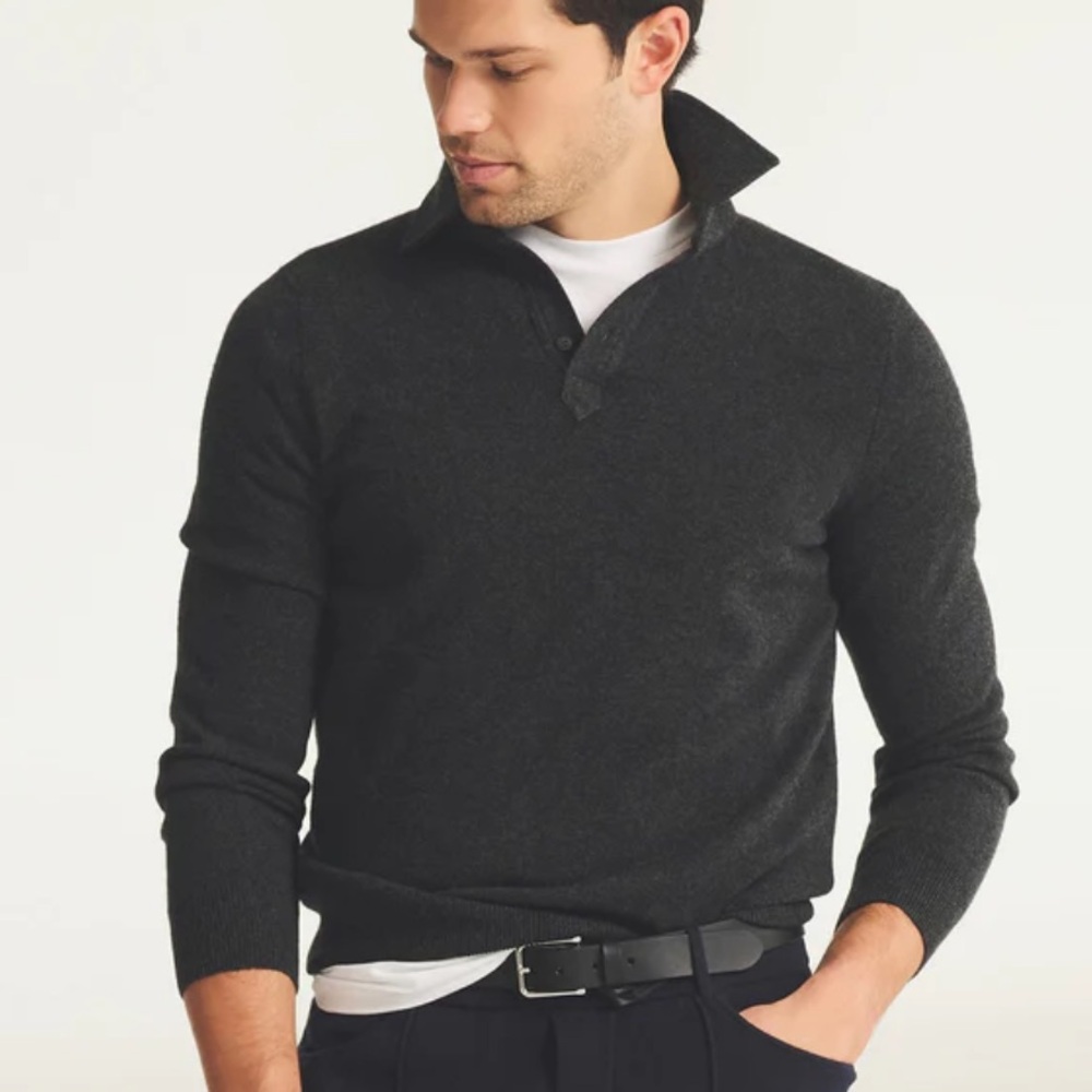 NAADAM Signature Cashmere Long Sleeve Polo Medium